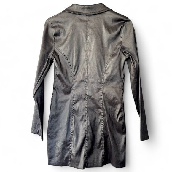 Vintage La Belle Y2K Metallic Silver Trench Coat - Picture 5 of 7